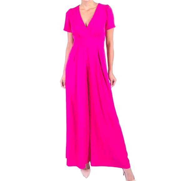 Julia JordanMatte Crepe V-Neck Short Sleeve Wide Leg PleatedJumpsuit used once